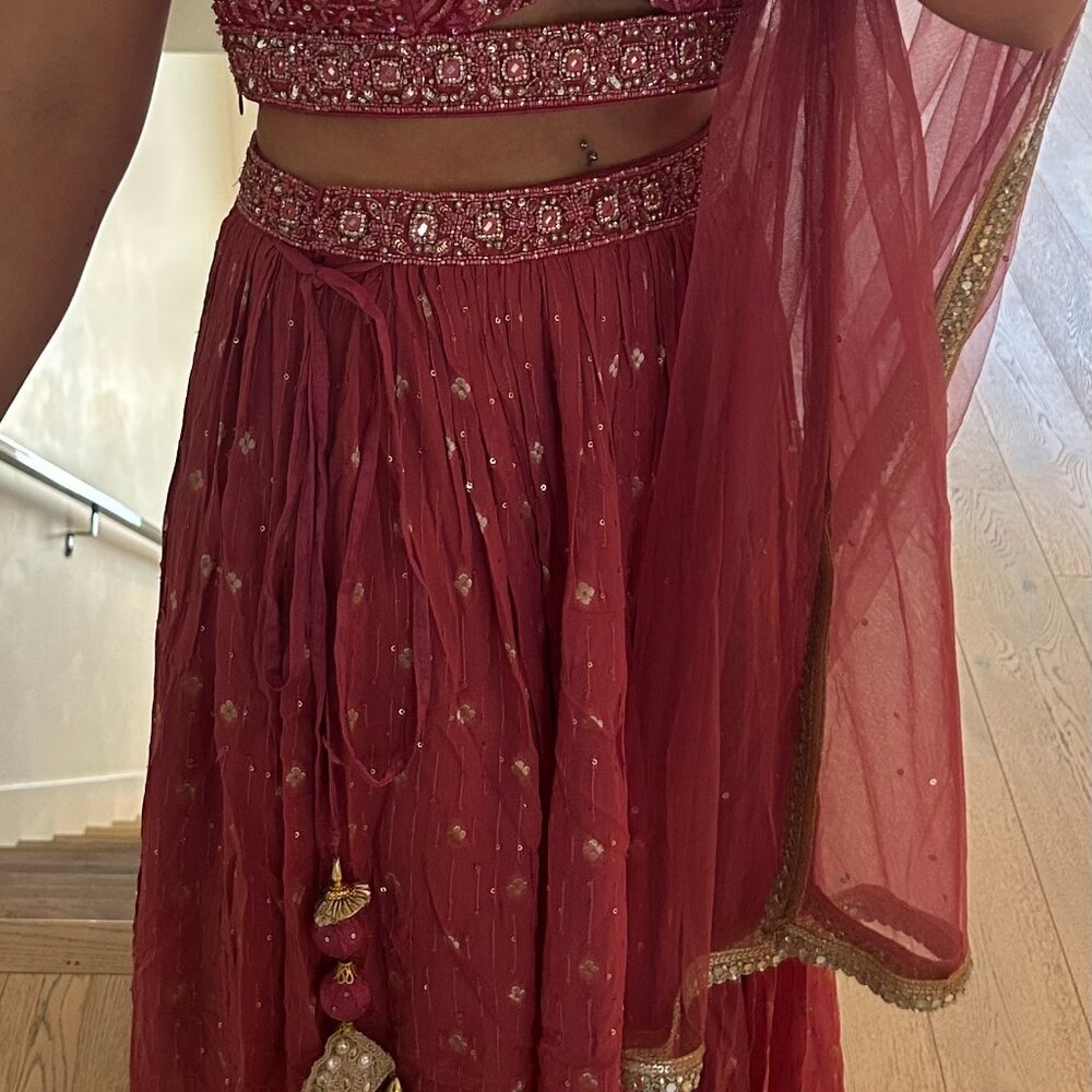 Indian Wedding Dress (Dark Pink): Lehenga Choli w Dupatta - Picture 6 of 7